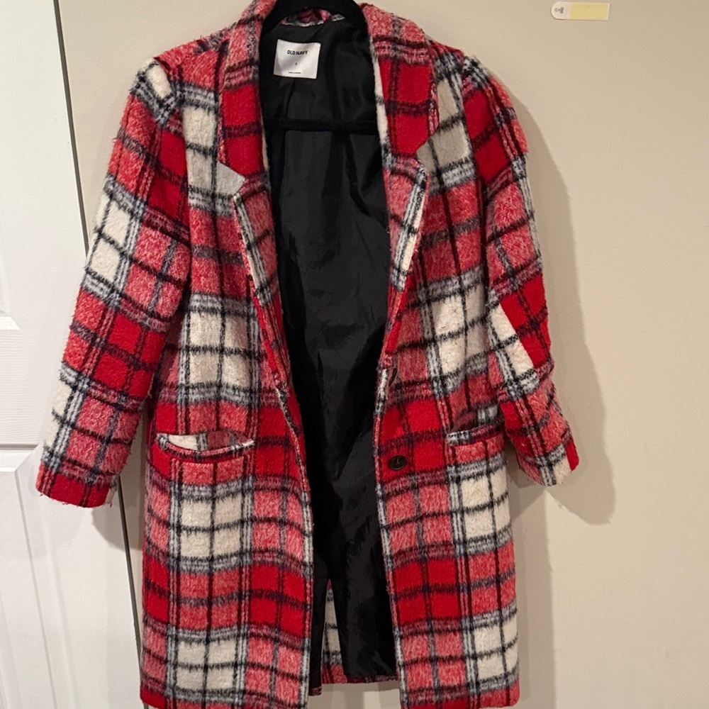 Old Navy Red and White Checkered Blazer